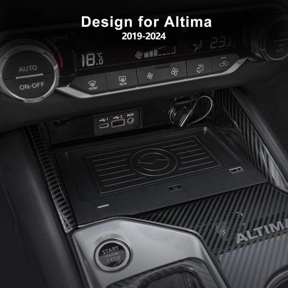 Wireless Charger for Nissan Altima 2019-2024 SR/SV/SL, Phone Wireless Charging Pad, Center Console Organizer for Altima Accessories, for Men and Women – Small, Flat Design for Interior