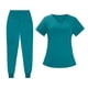 thumbnail image 3 of Conjunto de traje médico para mujer, ropa de trabajo lavable a máquina, suave, con bolsillos, uniforme para enfermería, pantalones para correr, 3 of 8