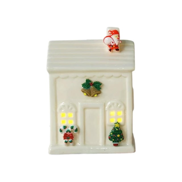 Ceramic Xmas Village Holiday House Figurine For Tabletop Indoor Festive.