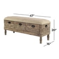 thumbnail image 4 of DecMode Brown Farmhouse Upholstered Floral Engraved Accent Wood Storage Bench, 47"W x 20"H, 4 of 16