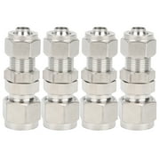 4Pcs Ferrule Compression Fitting 2?Touch Straight Bulkhead Connector 304 Stainless Steel10x8