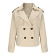 thumbnail image 7 of RQYYD Women Crop Double Breasted Trench Coat Raglan Sleeve Work Office Cropped Jacket With Pockets, 7 of 7
