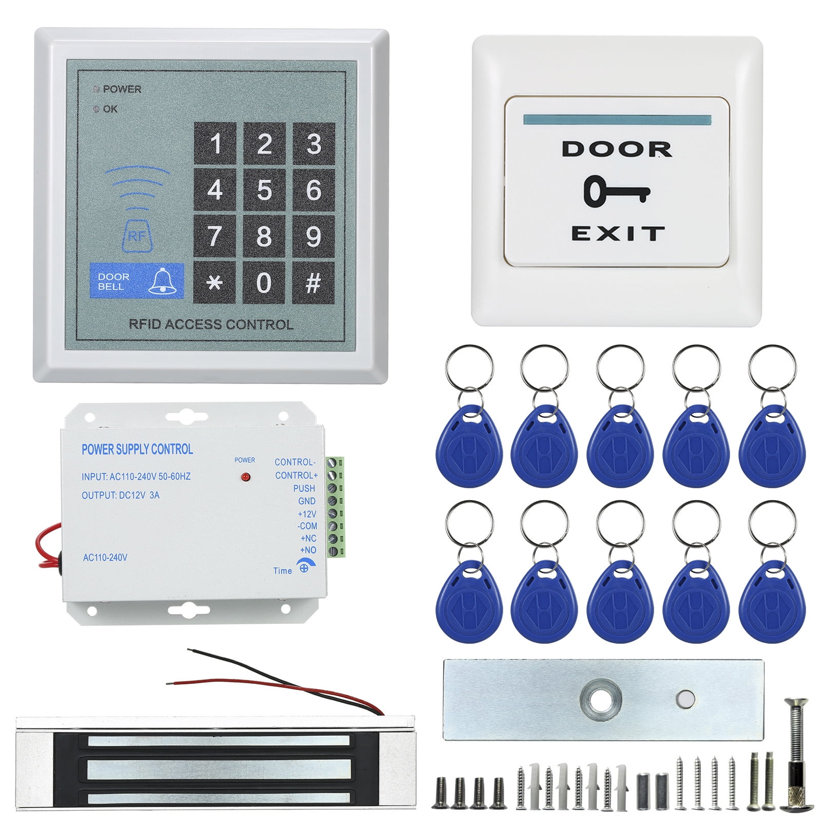 4 Door Entry Control kits+4 600LB force maglock Prox Card/Readers+Power Box 