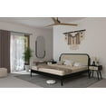 thumbnail image 4 of Aurous 43" King Platform Bed Frame, Rattan Headboard, Bohemian Style, Solid Wood, Black, 4 of 19