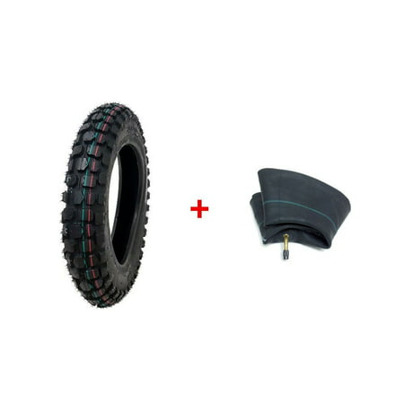 COMBO: Knobby Tire with Inner Tube 2.50 - 10 Front or Rear Trail Off Road Dirt Bike Motocross (Best Bike Tire For Road And Trail)