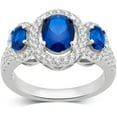 thumbnail image 2 of Arista Created Blue and White Sapphire Gemstone Three Stone Women's Engagement Ring in Sterling Silver, 2 of 4