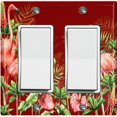 thumbnail image 1 of Metal Light Switch Plate Outlet Cover Tropical Pink Flamingo Flower Leaves Burgundy FGO009, 1 of 13