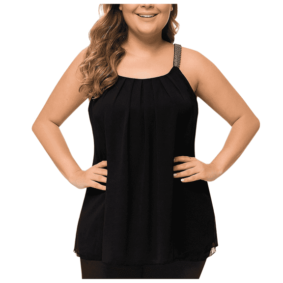 Homlouue Plus Size Tank Tops for Women Loose Fit Sleeveless Black Summer Tanks 3XL