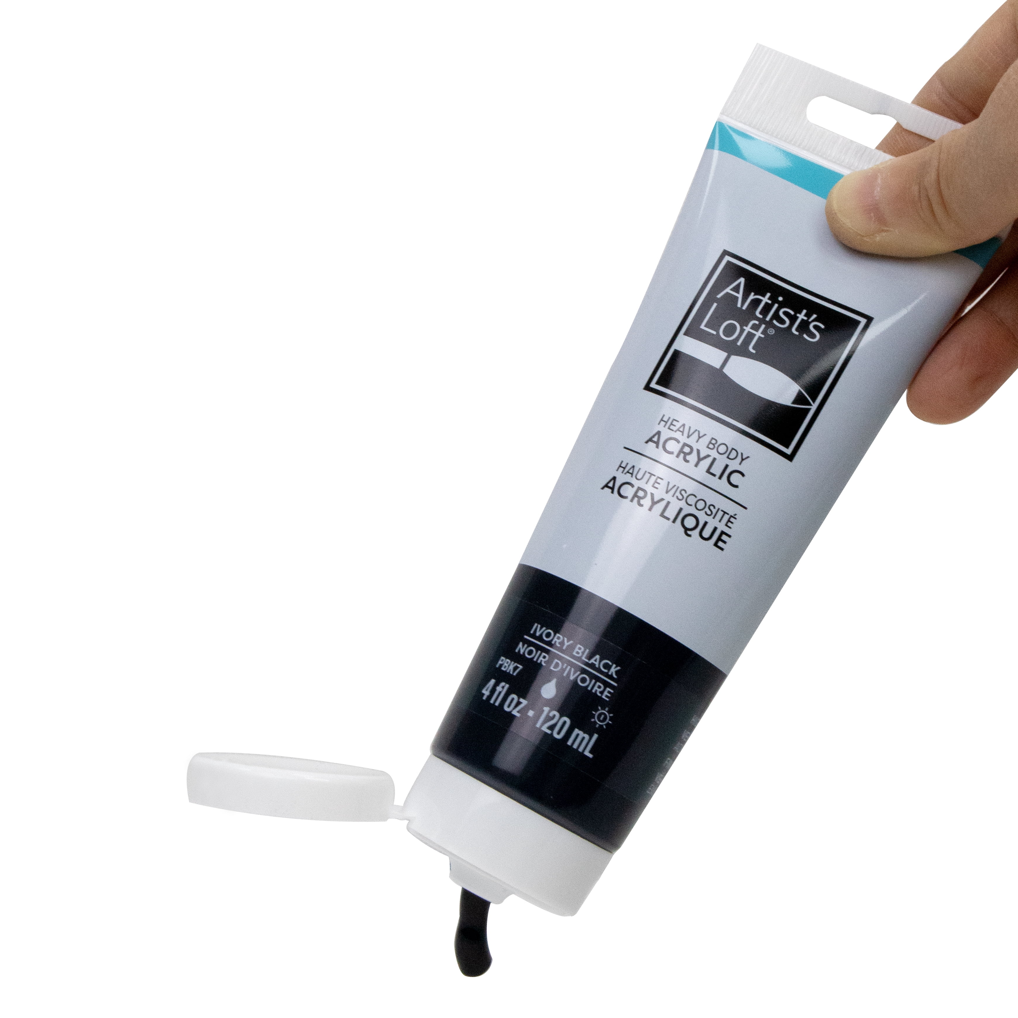 Artist's Loft Heavy Body Acrylic Paint, Extra-High Viscosity High-Gloss Academic Level 1, Black, 4 fl. oz., 12-Pack