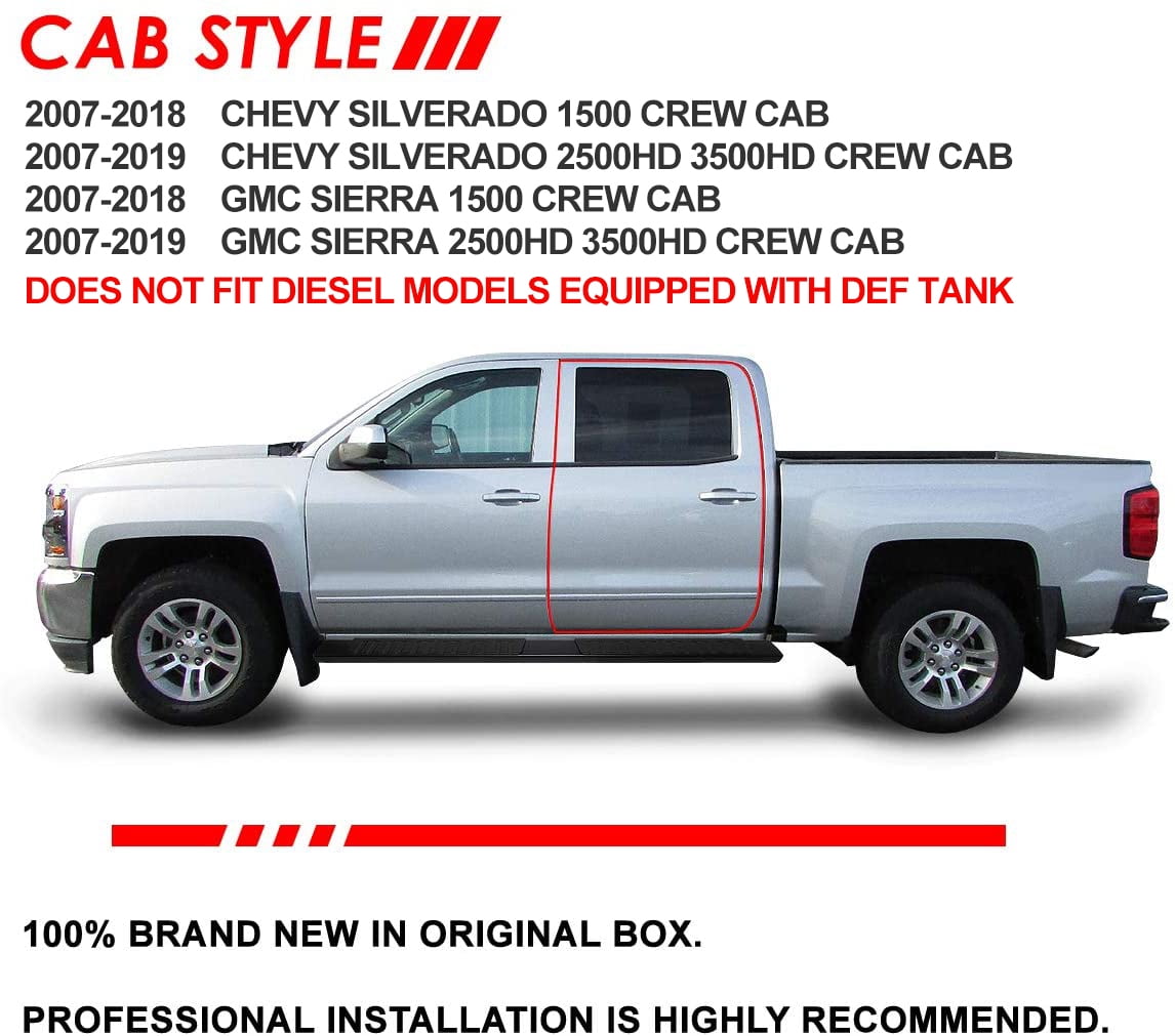 DNA Motoring For 07-19 Silverado Sierra Crew Cab Black 6" Running Board Side Step Nerf Bar