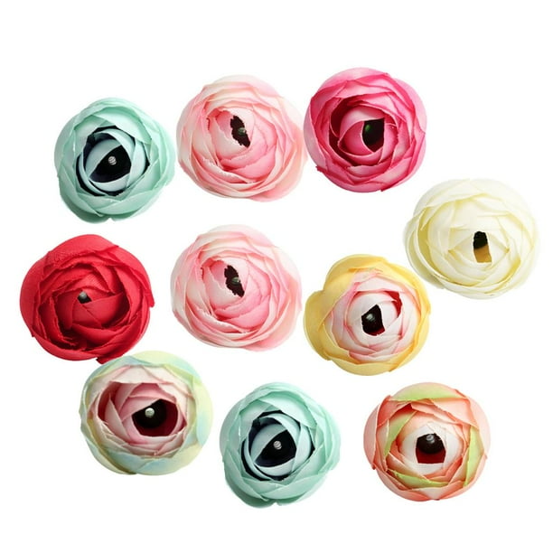 10 capullos de rosas artificiales de seda de 3 cm para decoración de bodas, coronas DIY mezclado
