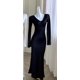 thumbnail image 3 of Elegante vestido largo de sirena de satén para mujer, vestido de fiesta de noche para boda, vestido de graduación, vestido de una pieza con escote en V y mangas largas, 3 of 5