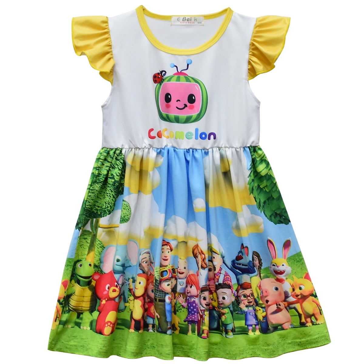 Girls Summer Graphic Dress Flutter Sleeve Casual Dresses
