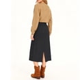 thumbnail image 4 of Women’s Knit Midi Skirt High Waist Ribbed Stretch A Line Casual Pullover Soft Sweater Skirt for Everyday Wear Dark Gray XL, 4 of 4