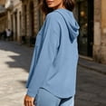 thumbnail image 5 of DYTTDG Women's Waffle Knit Hoodie V Neck Long Sleeve Pullover Top Casual Lightweight Hooded Sweatshirt Pocket, 5 of 8