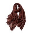 thumbnail image 3 of Lumtrix Vintage Scarf Fringed Edges Lightweight Breathable Wrap Sheer Daily Outdoor Shawls Brown One Size, 3 of 7