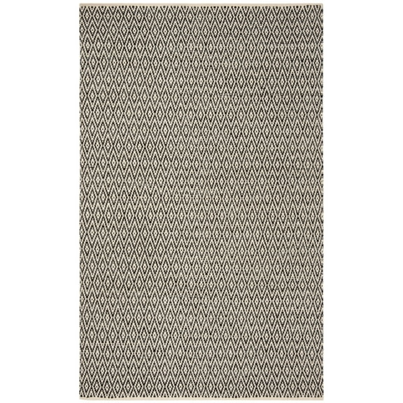 SAFAVIEH Montauk Jakov Geometric Diamond Cotton Area Rug, Ivory/Dark Grey, 10' x 14'