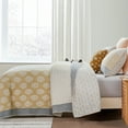 thumbnail image 3 of Bedduvit King Size Quilt Set, 100% Cotton Yellow Gray Floral Farmhouse Real-Patchwork Striped Plaid King Quilt Bedspread, Reversible Lightweight Summer Comforter Bedding Set, 3-Piece(98"x106", Yellow), 3 of 10