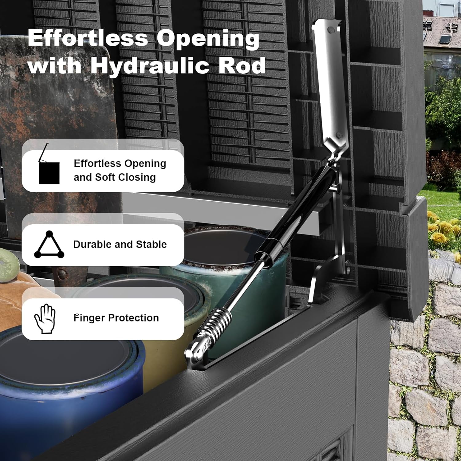 EASY UP 260gallon outdoor resin storage deck box, weather-resistant and lockable, suitable for storing tools, clothing, and packages; ideal for garages, gardens, and bedrooms (black)Father's Day Gift