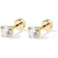 thumbnail image 4 of PAVOI 14K Yellow Gold Plated Solid 925 Sterling Silver Post Cubic Zirconia Flat Back Earrings for Women | Cartilage Earring | Helix Piercing Jewelry | Small 4 Millimeters Crystal Stud Earrings, 4 of 6