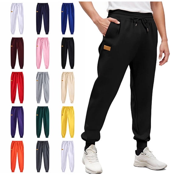 WAVSUF Men's Athletic Jogger Pants Straight Leg with Pockets Lightweight Fall Workout Casual Pants Black L