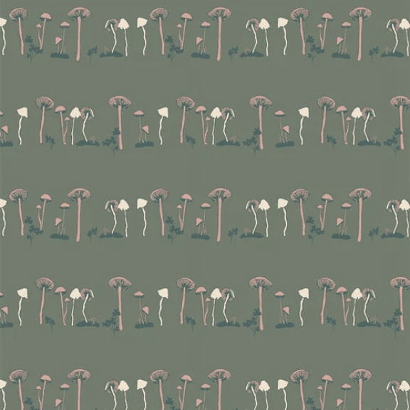 Green Mushroom Funghi fabric - Fairy Ring Willow AGF quilting cotton Sold by the Quarter Yard
