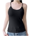 thumbnail image 3 of HVOBTTY Women's Soft Sleeveless Camisole Top Ribbed Knit Solid Color Breathable Sleep Top Black, L, 3 of 5