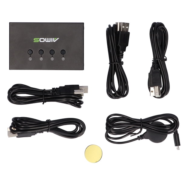 Caja de conmutación USB Controlador de escritorio Computadora Consola de juegos Teclado 4 entradas y 4 salidas Conmutador 4K / 30Hz Vogacara EL007344-00