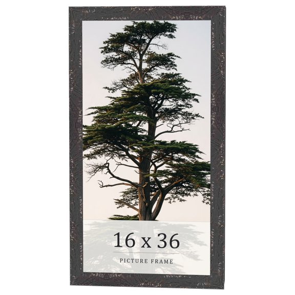 16x36 Frame Black Solid Wood Picture Frame Width 1.125 Inches | Interior Frame Depth 0.5 Inches |