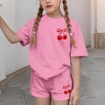thumbnail image 4 of hengsof Cute Bow Print Shorts Set for Girls Casual Two Piece Set Round Neck Short Sleeve T-Shirt Shorts Versatile Sportswear Set, 4 of 5