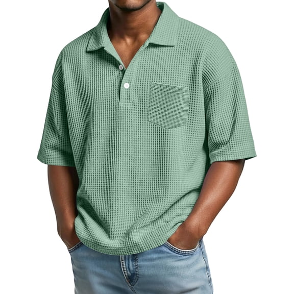 Men Polo Shirts Classic Solid Color Short Sleeve T-Shirt Athletic T Lightweight Breathable Mens Casual Shirts Light Green 3XL