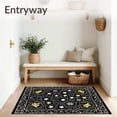 thumbnail image 3 of ODIKA 6'x9' Machine Washable Non-Slip Area Rug, Whimsical Interlocking And Vintage Bell Emblems High Traffic Rug with Pad, Black, 746141, 3 of 8