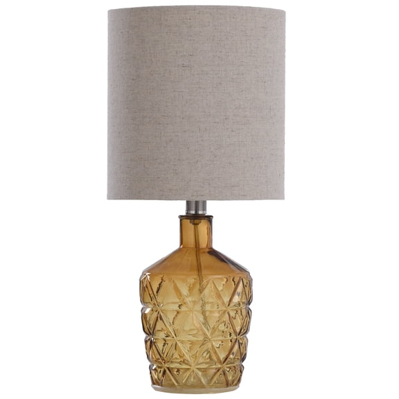 Textured Glass Accent Lamp with an Open Bottom Design - Sunset Amber