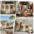 thumbnail image 5 of Brown Geometric Outdoor Waterproof Pillow Covers, Watercolor Ombre Modern Abstract Art Decorative Square Throw Pillowcase Sofa Cushion Sham for Patio/Couch/Chair, 24"x24" 2 Pack, 5 of 8