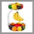 thumbnail image 1 of 2 Tier Metal Wire Fruit Baskets with Banana Hanger, Detachable Storage Basket for Countertop (Silver), 1 of 7