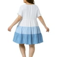 thumbnail image 4 of DARING DIVA Babydoll Ruffle Flowy Swing Hem Chambray Mini Dress 2X Light Blue, 4 of 6