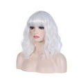thumbnail image 4 of RightOn 14" White Wig Short Curly Wig with Bangs White Wig Synthetic Wigs Women White Wig with Wig Cap, 4 of 8