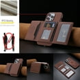 thumbnail image 4 of ELEHOLD Case for iPhone 16, 2-in-1 Detachable Magnetic Wallet Case with Card Holder, RFID Blocking Shockproof PU Leather Cover with Kickstand,Brown, 4 of 5