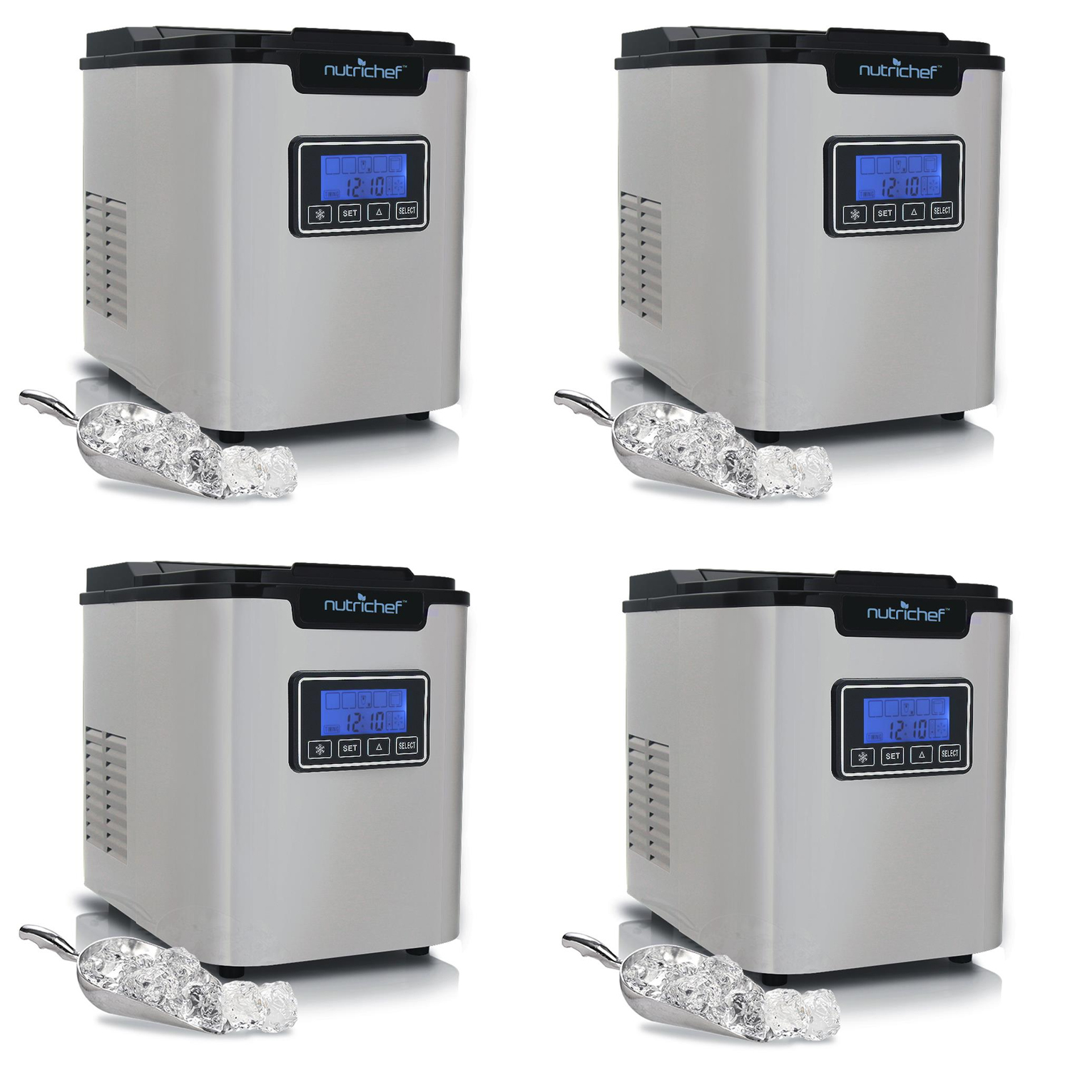 NutriChef Portable Countertop Self Cleaning Ice Cube Maker Machine (4