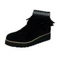 thumbnail image 3 of Leozcaa Women's Chelsea Wedge Boots Platform Casual Suede Slip on Wedge Ankle Booties Fringe Cowboy Boots, 3 of 9