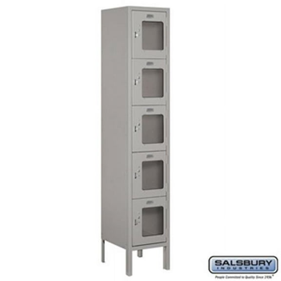 Salsbury S-65152GY-A 1 x 5 x 12 in. Five Tier Box Style See Through Metal Locker, Gray - Assembled