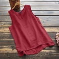 thumbnail image 2 of MIASHUI Women Summer Tank Tops Flowy Loose Fit Button Sleeveless Top,Red,L, 2 of 3