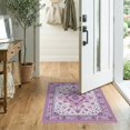 thumbnail image 2 of ODIKA 2'x3' Washable Doormat Large Pink Pastel Petals Dotted Scroll Border Ombre Gradient for Entryway, Kitchen, Laundry Room, Non-Slip, Low Pile, 2 of 7