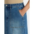 thumbnail image 4 of Time and Tru Women's Denim Midi Utility Skirt, Sizes 0-20, 4 of 5