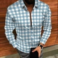 thumbnail image 4 of Donemore Men's Long Sleeve Button-Down Collar Checkered Shirt Classic Plaid Print Top Casual Business Trendy Versatile Men's Clothing, 4 of 8