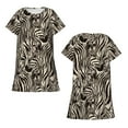 thumbnail image 5 of Salouo Leopard And Zebra1 Print Short Sleeve Sleepshirt for Womens Comfy Nightgown Scoopneck Cute Nightdress Ruffle -3X-Large, 5 of 7
