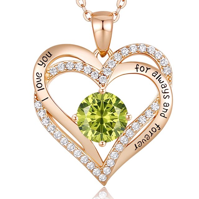Collar CDE de plata de ley 925, para siempre, amor, corazón, baño de oro rosa, colgante de piedra natal, collares para mujer, regalo de joyería con circonita cúbica 5A