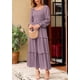 thumbnail image 4 of Vestido largo PRETTYGARDEN para mujer, primavera, manga larga, gris y morado, 4 of 9