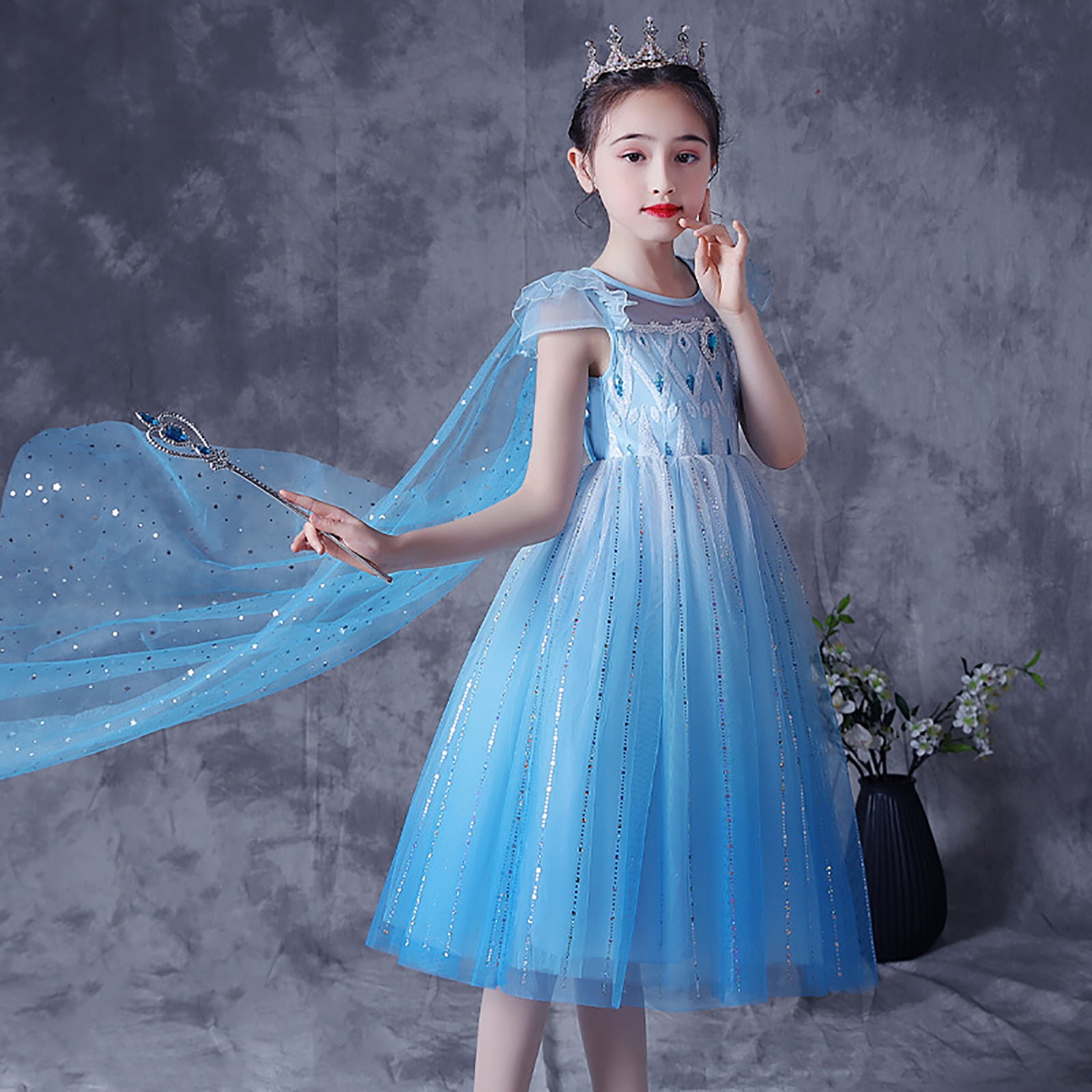 blue princess dress with cape