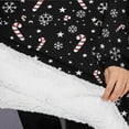 thumbnail image 3 of Oversized Wearable Blanket Hoodie,Black Christmas Candy Cane and Snowflake Pattern Sherpa Blanket Hoodie with Super Pockets,Super Warm Fuzzy Pullover for Women & Men, 3 of 6